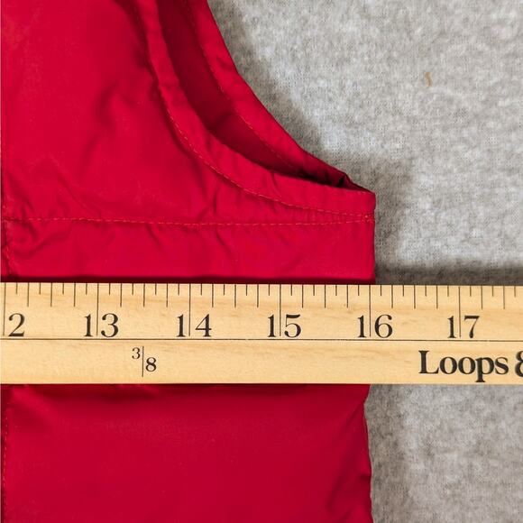 Lands' End Puffer Vest Youth M (5-6) Goose Down Quilted Box Stitch Full Snap Red - Picture 8 of 9